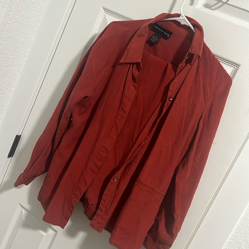 August silk burnt orange set, size L